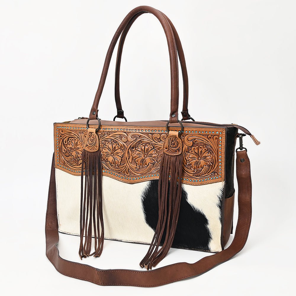 American Darling Tote Hand Tooled Hair-On Genuine Leather