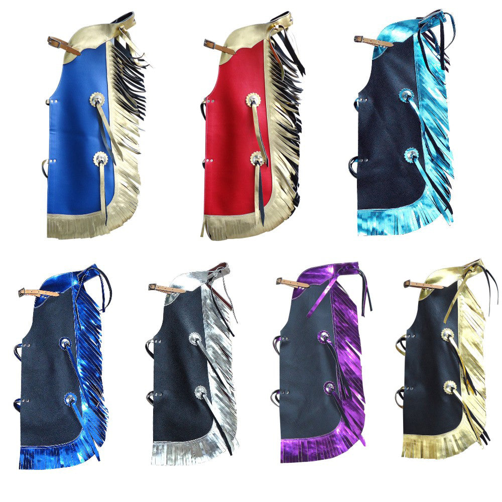 Hilason Western Leather Kids Junior Youth Pro Rodeo Bull Riding Chaps