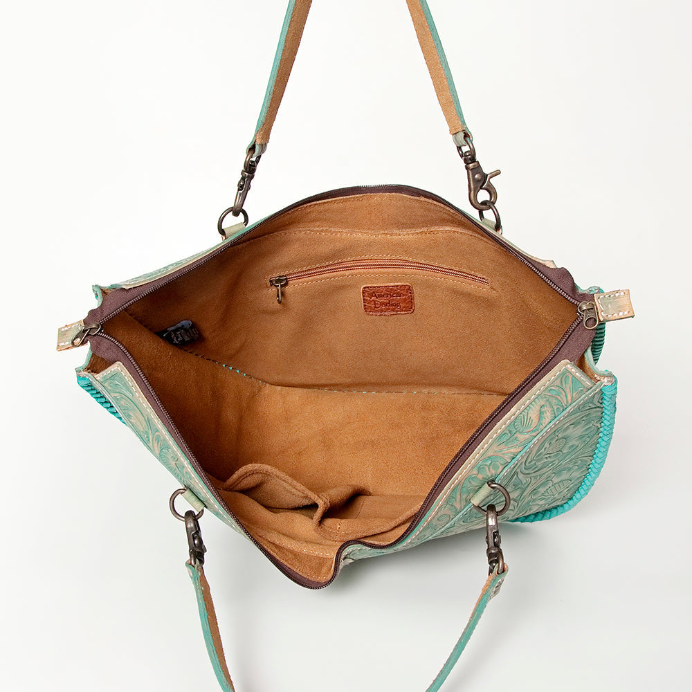 American Darling Tote Bag Western Leather Hand Tooled Floral Carved Full Grain Vegetable Tanned Genuine Leather 13x19