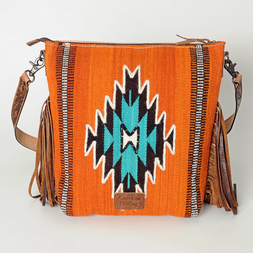American Darling Signature Crossbody Hand Tooled Saddle Blanket Genuine Leather