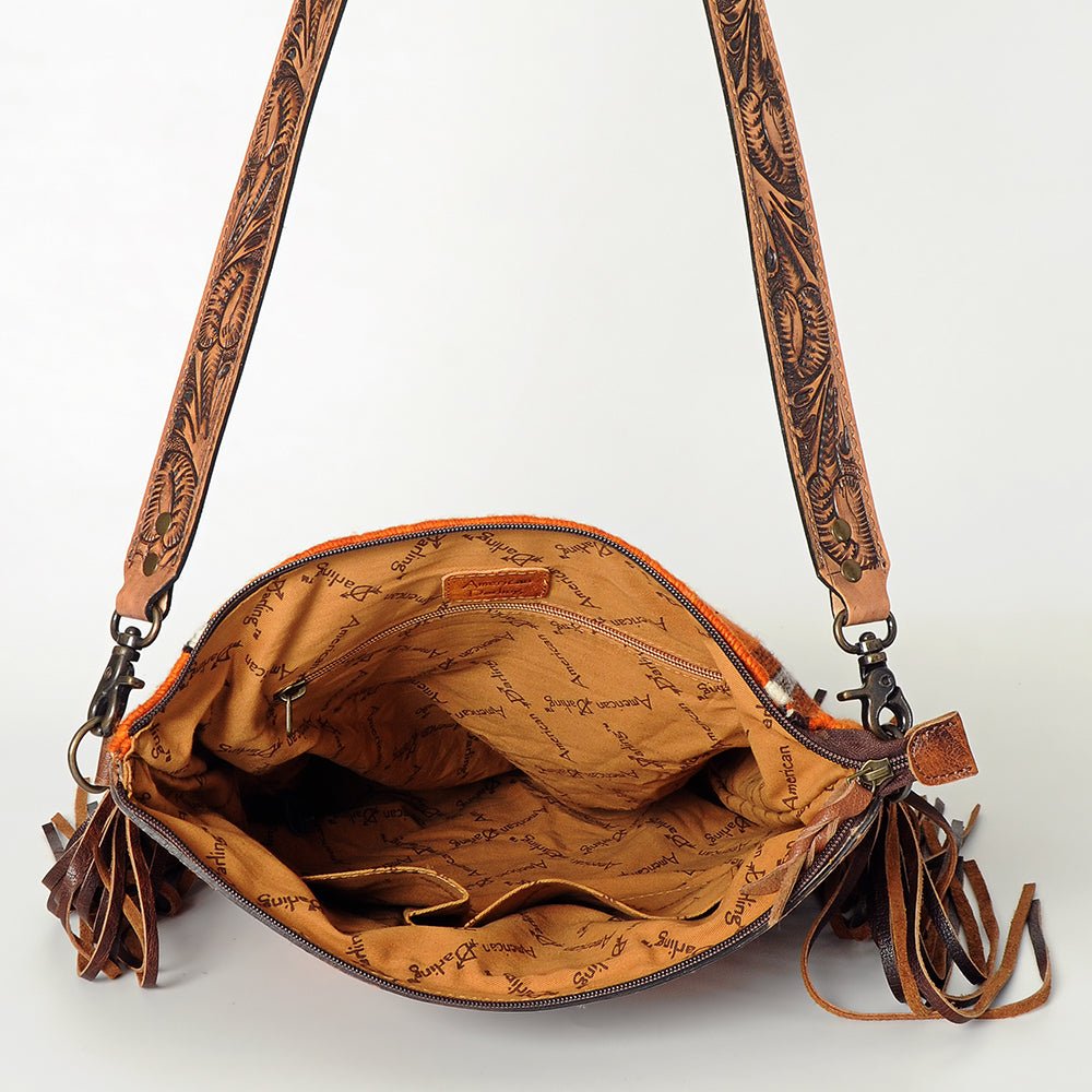 American Darling Signature Crossbody Hand Tooled Saddle Blanket Genuine Leather