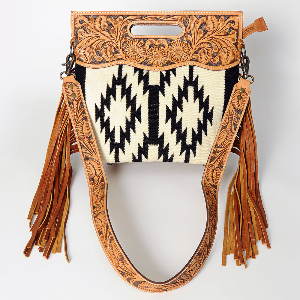 American Darling Clutch Hand Tooled Saddle Blanket Fabric Genuine Leather Western Women Bag Handbag Purse | Purses for Cute