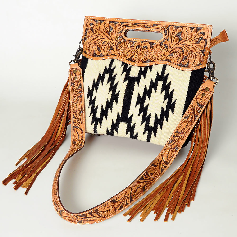 American Darling Clutch Hand Tooled Saddle Blanket Fabric Genuine Leather Western Women Bag Handbag Purse | Purses for Cute