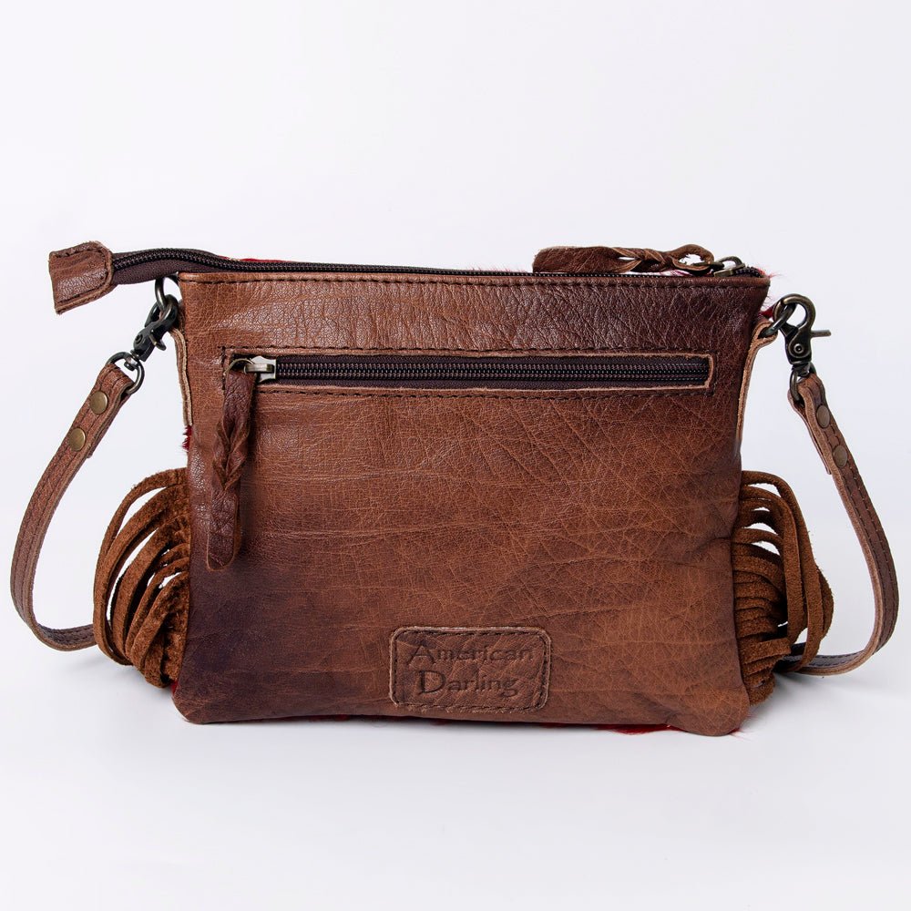 American Darling Western Small Crossbody Bag – Genuine Hair-On Cowhide Leather with Fringes, Adjustable Strap, Handcrafted in Texas