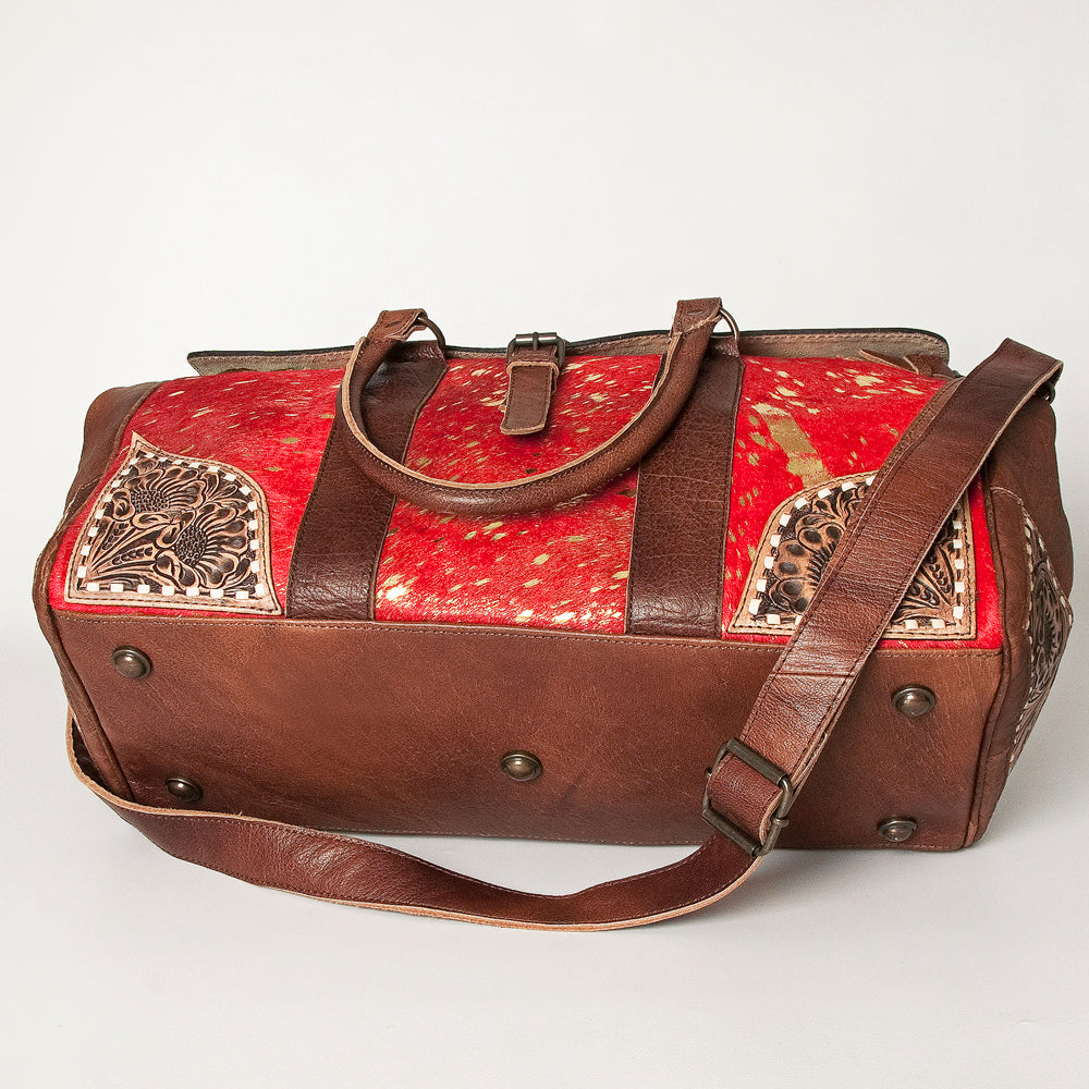American Darling Hand-Tooled Saddle Blanket Genuine Leather Duffel Bag