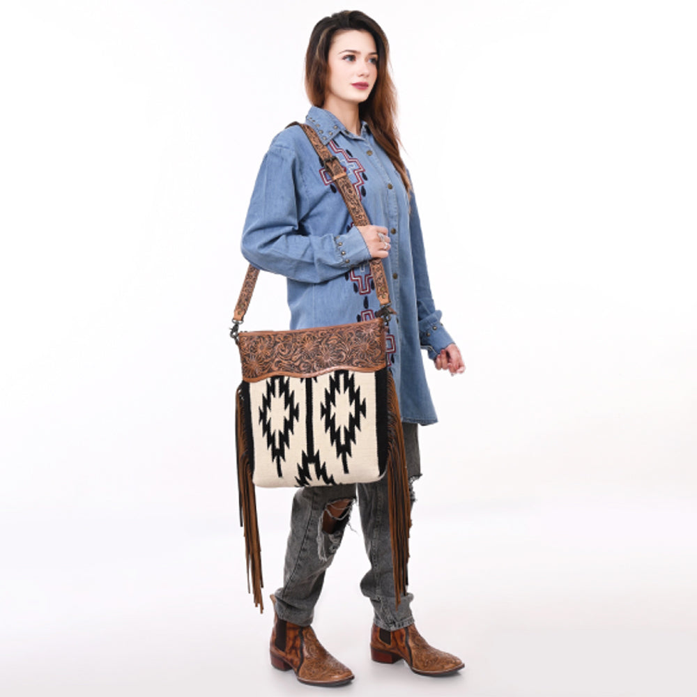American Darling Hand-Tooled Saddle Blanket Genuine Leather Bag