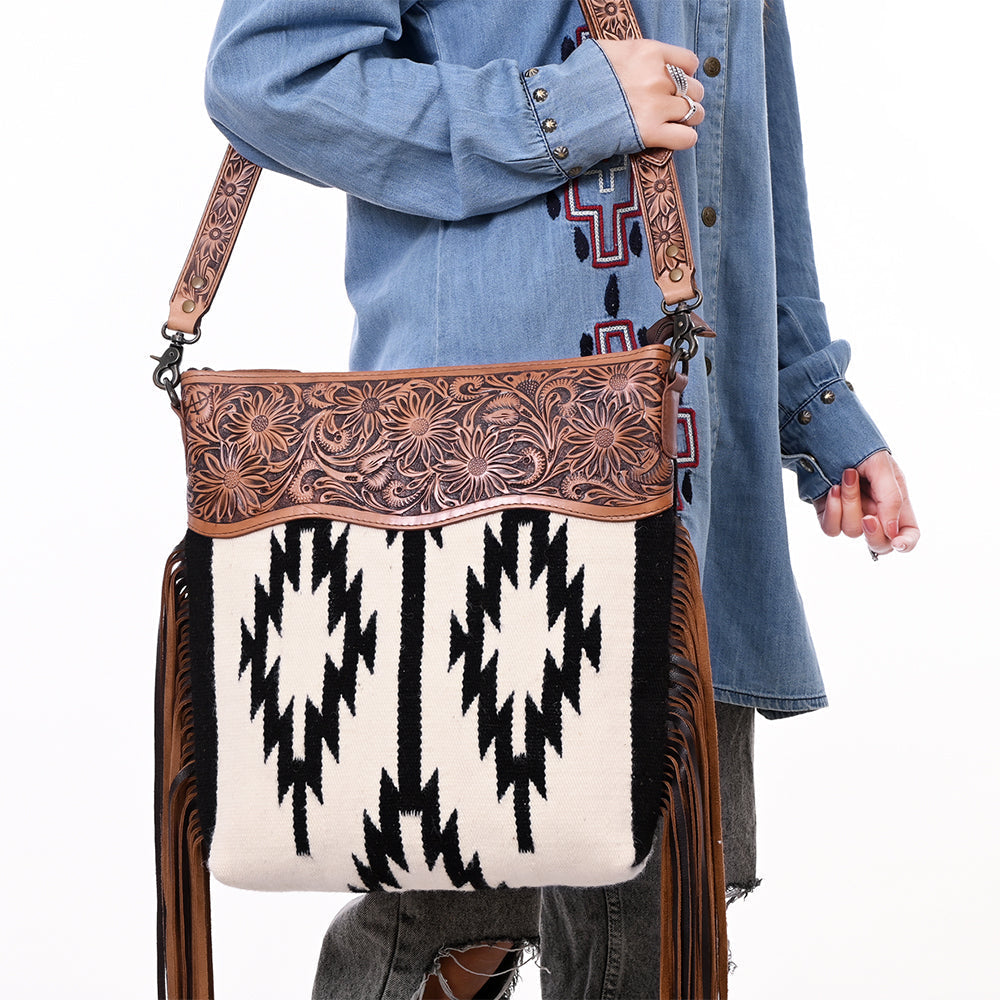 American Darling Hand-Tooled Saddle Blanket Genuine Leather Bag
