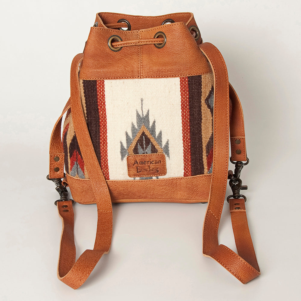 American Darling Bucket Bag for Women, Hand Tooled Floral Leather, Hand-Woven Saddle Blanket, Western Style Genuine Leather