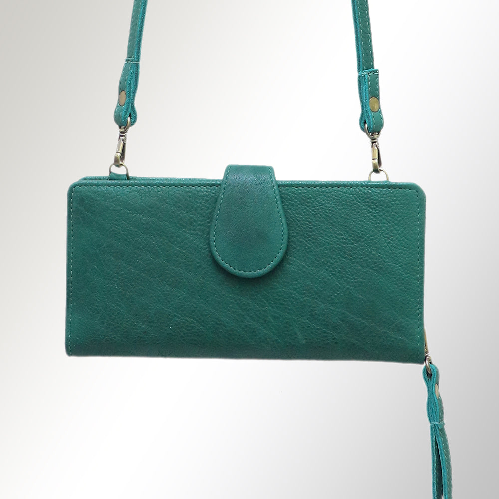 American Darling Wristlet Bag, Hand-Painted Genuine Leather, Western Vegetable Tanned Full Grain Leather Wallet Bag