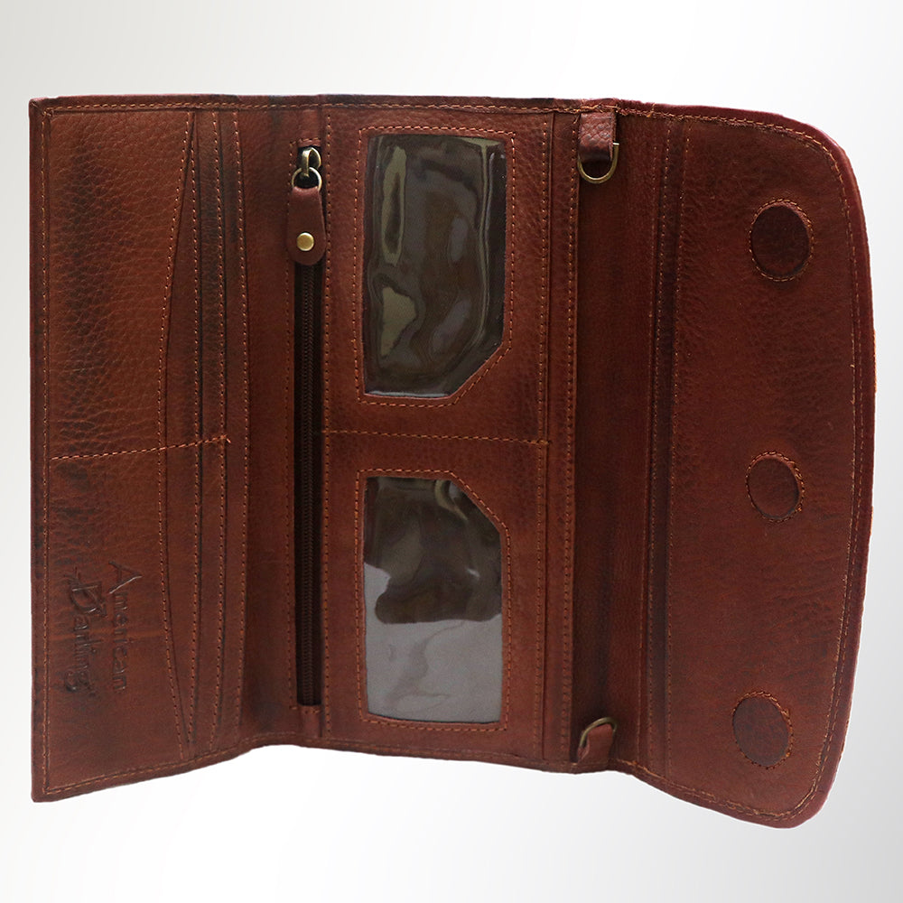 American Darling Small Cross body Bag Genuine Vegetable Tanned Leather Wallet Purse Western Handbag 4in x 1in x 8in