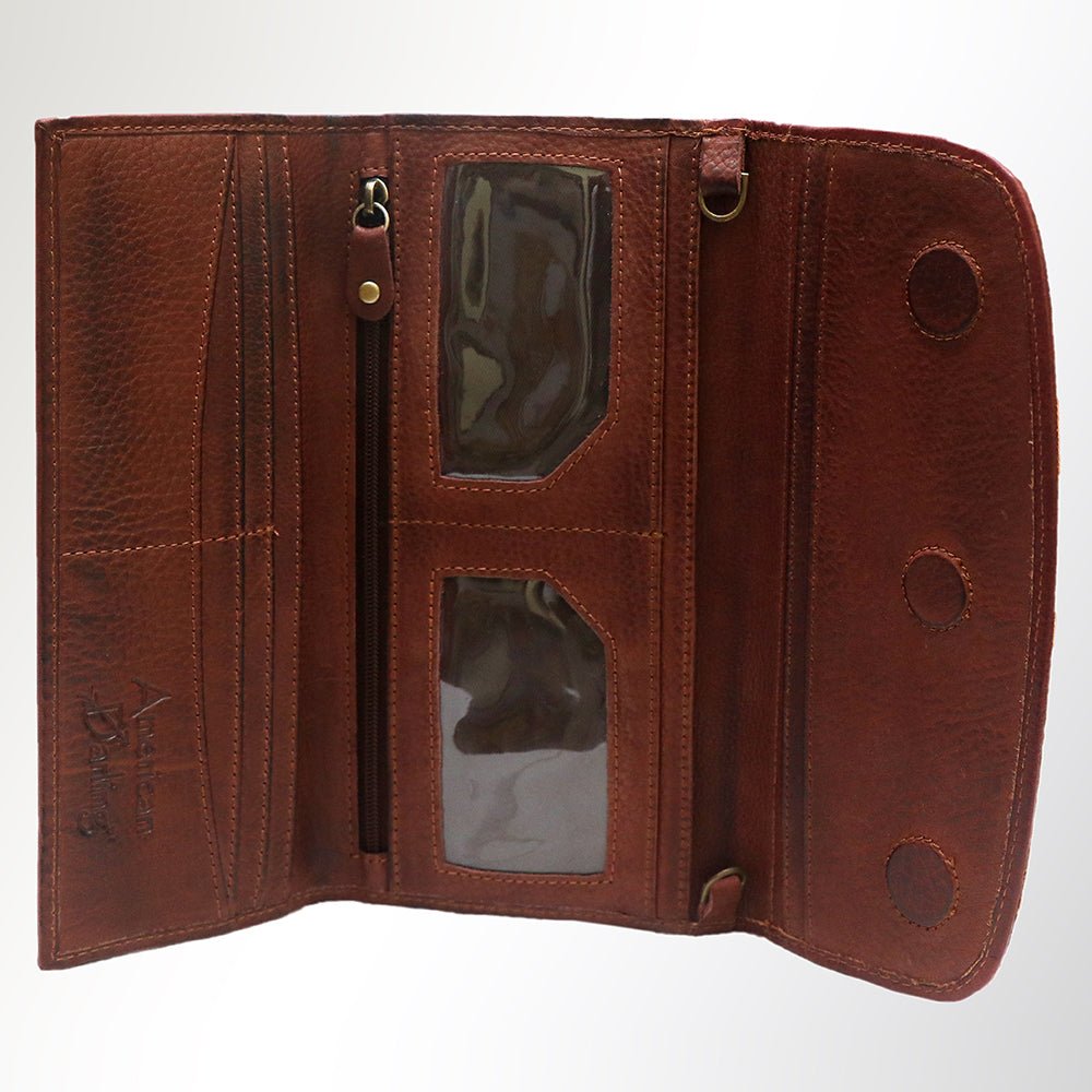 American Darling Wallet Hair on Full Grain Genuine Leather Western Women Bag | Handbag Purse Travel Clutch