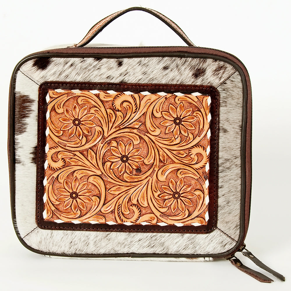 American Darling Hand-Tooled Hair-On Genuine Leather Jewelry Case