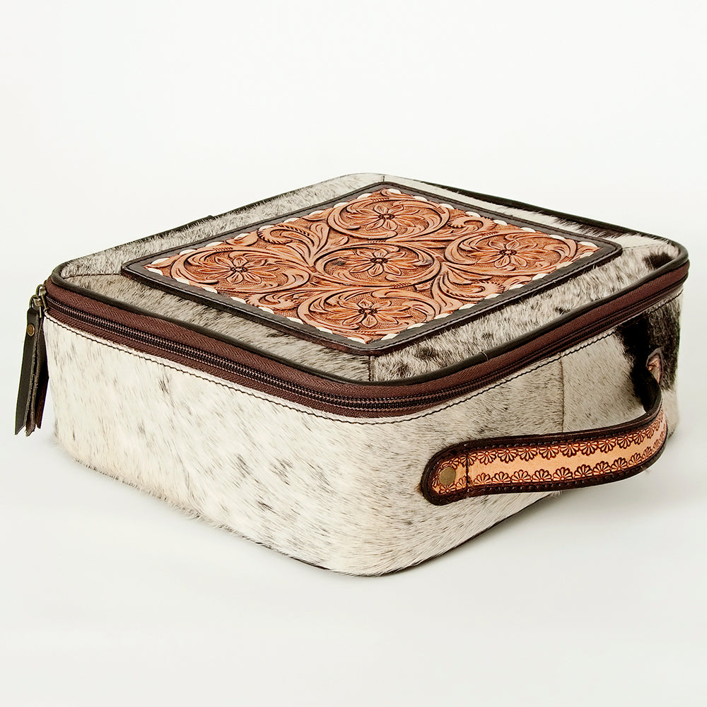American Darling Hand-Tooled Hair-On Genuine Leather Jewelry Case