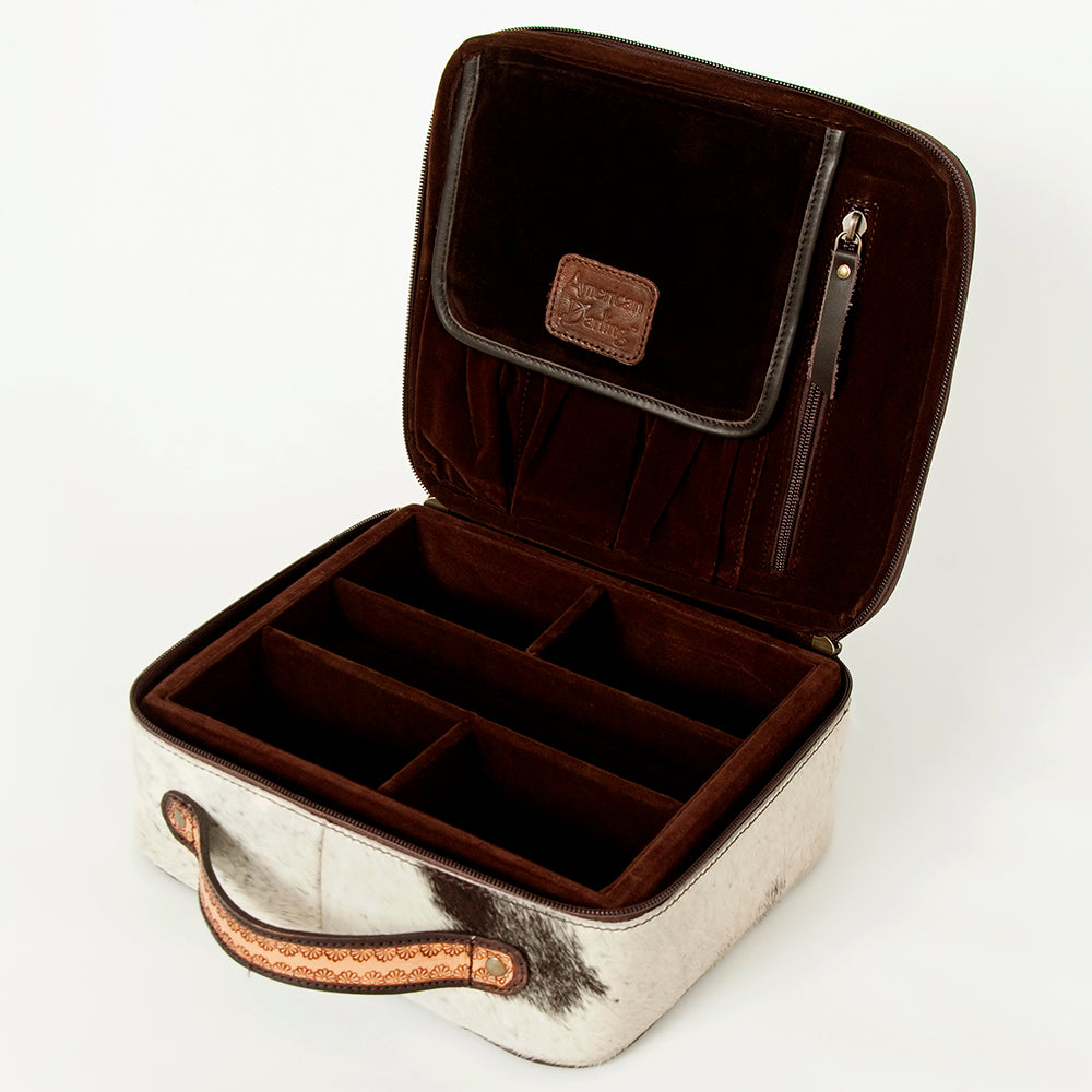 American Darling Hand-Tooled Hair-On Genuine Leather Jewelry Case