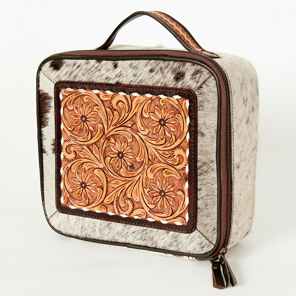 American Darling Hand-Tooled Hair-On Genuine Leather Jewelry Case