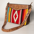 American Darling Hand-Tooled Saddle Blanket Genuine Leather Crossbody Bag