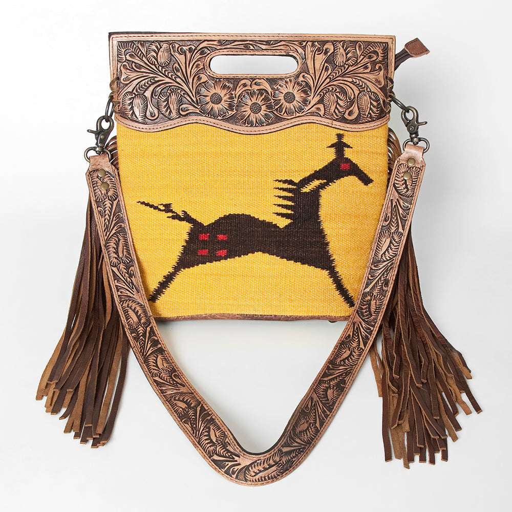 American Darling Clutch Hand Tooled Saddle Blanket Fabric Genuine Leather Western Women Bag Handbag Purse | Purses for Cute