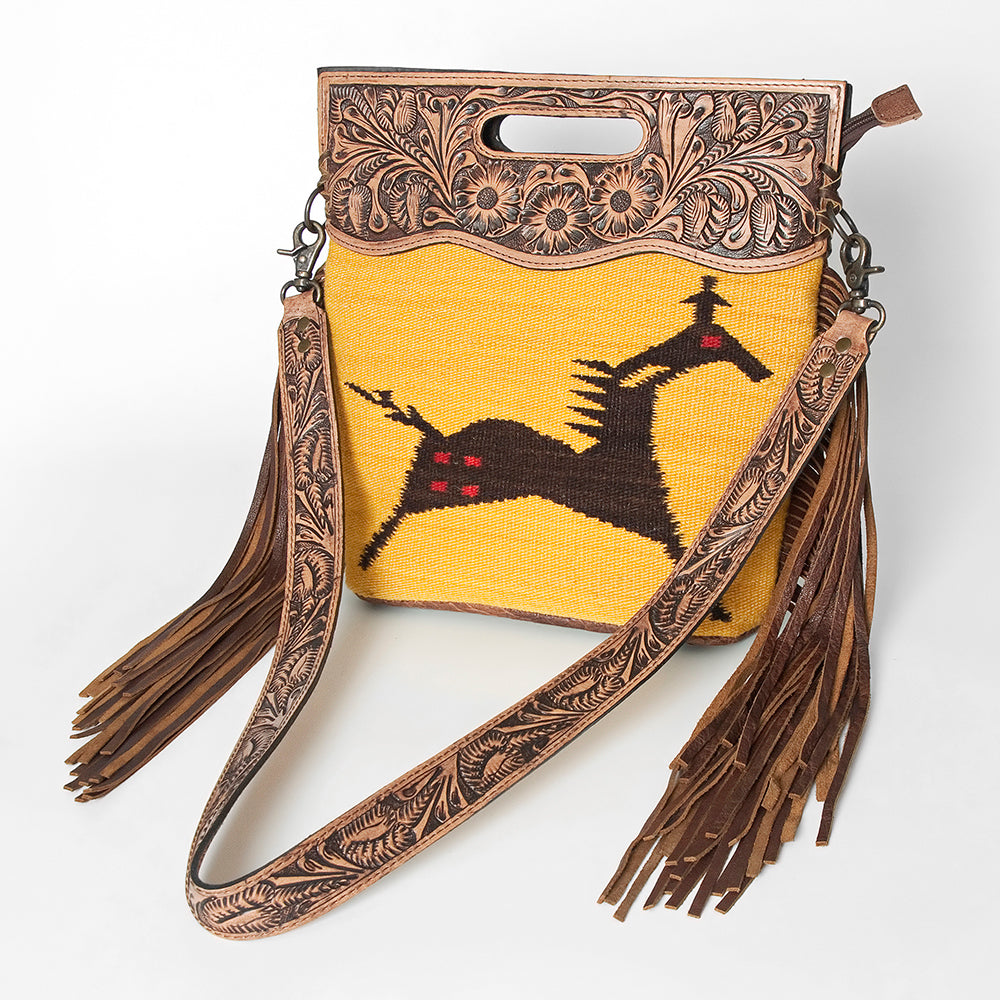 American Darling Clutch Hand Tooled Saddle Blanket Fabric Genuine Leather Western Women Bag Handbag Purse | Purses for Cute