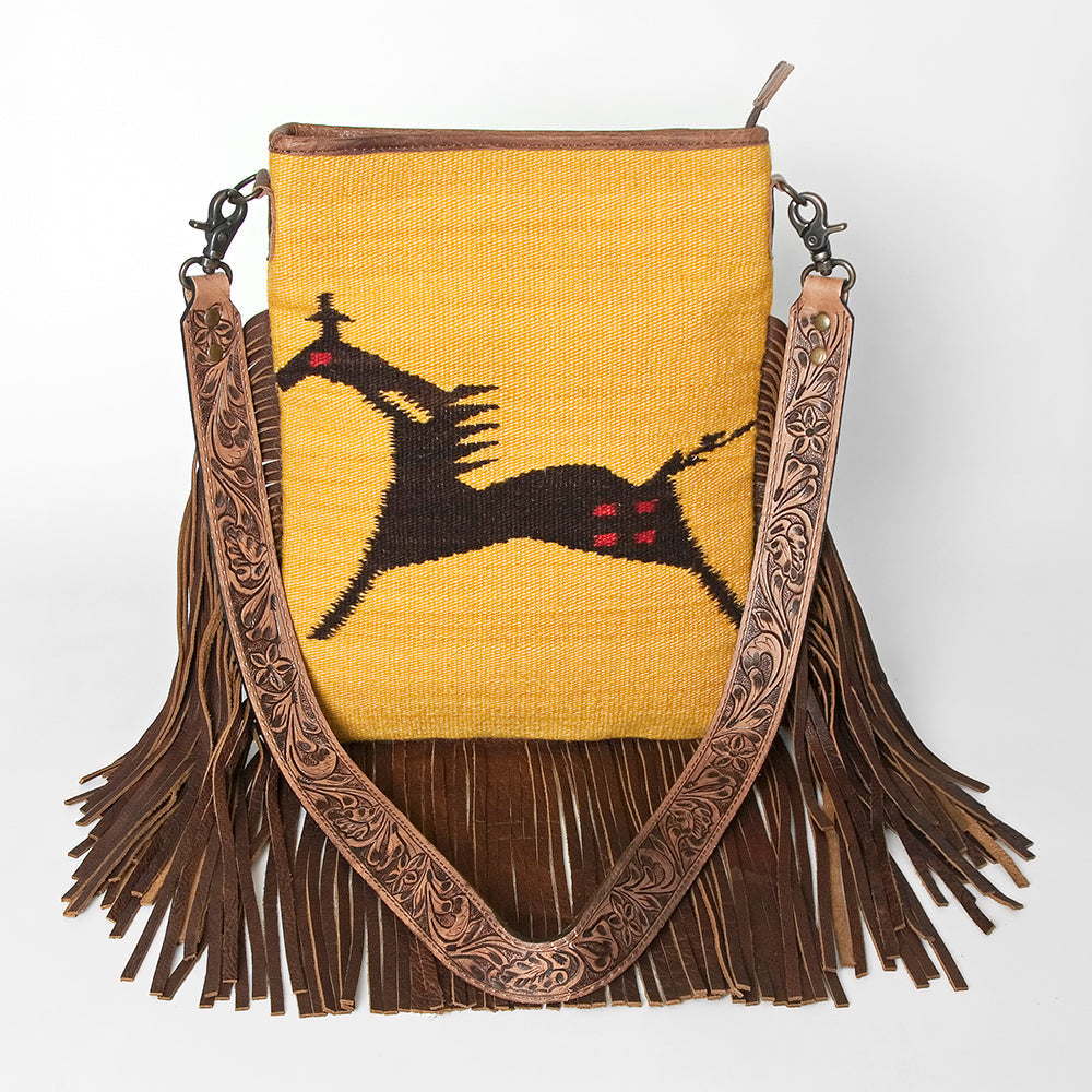 American Darling Messenger Hand Tooled Hair On Genuine Leather Western Women Bag Handbag Purse | Cute