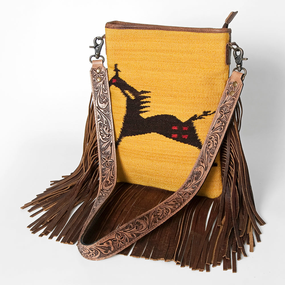 American Darling Messenger Hand Tooled Hair On Genuine Leather Western Women Bag Handbag Purse | Cute