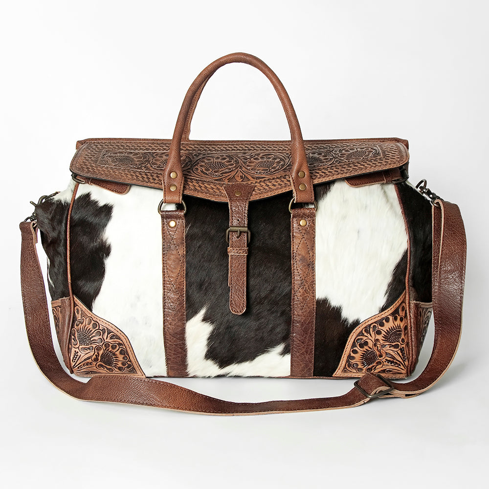 American Darling Hand-Tooled Saddle Blanket Genuine Leather Duffel Bag