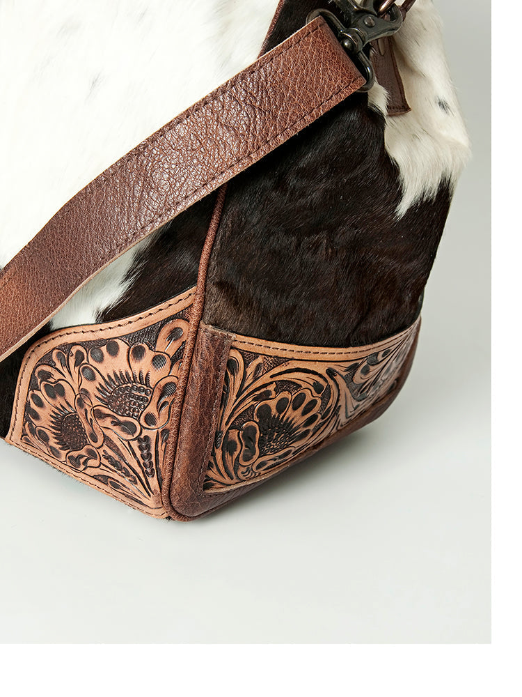 American Darling Hand-Tooled Saddle Blanket Genuine Leather Duffel Bag
