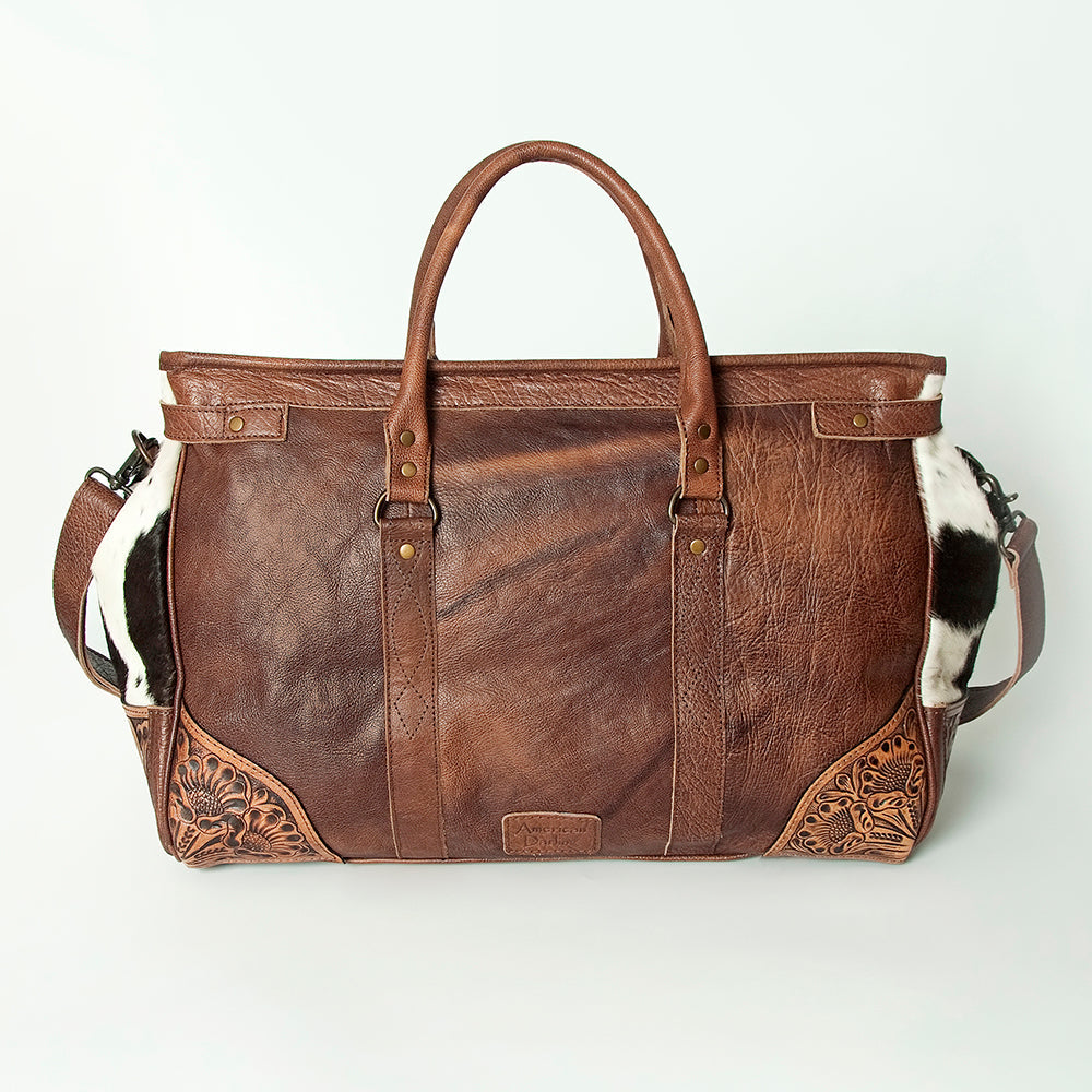 American Darling Hand-Tooled Saddle Blanket Genuine Leather Duffel Bag