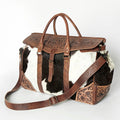 American Darling Duffel Bag Hand Tooled Floral Carved Hair-On Cowhide Genuine Vegetable Tanned Leather Travel Bag YKK Zipper
