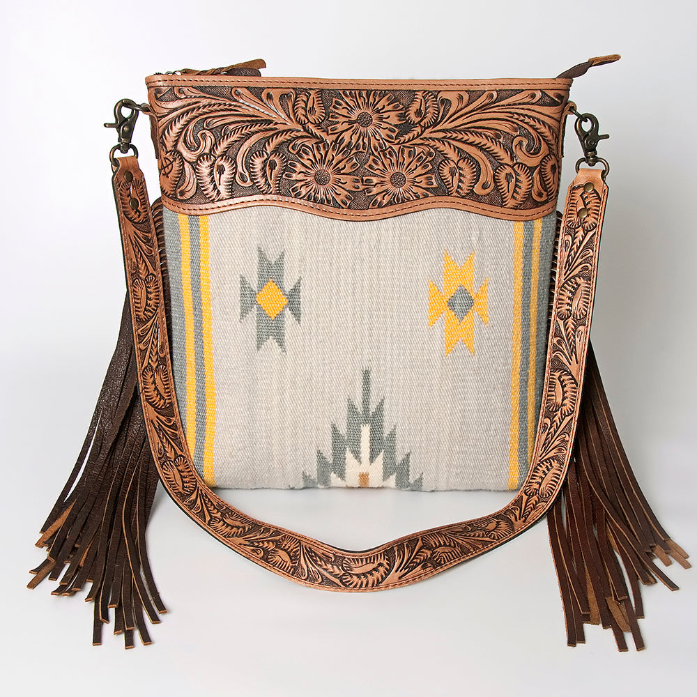 American Darling Signature Crossbody Hand Tooled Saddle Blanket Genuine Leather