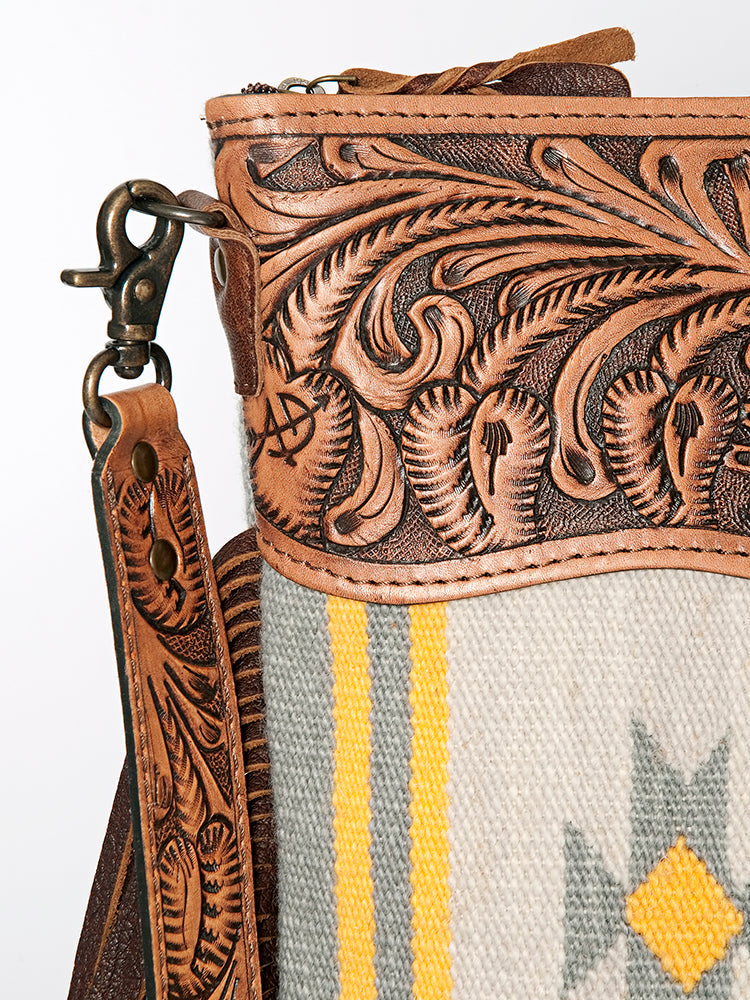 American Darling Signature Crossbody Hand Tooled Saddle Blanket Genuine Leather