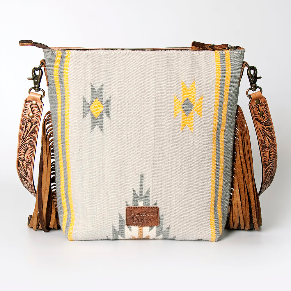 American Darling Signature Crossbody Hand Tooled Saddle Blanket Genuine Leather