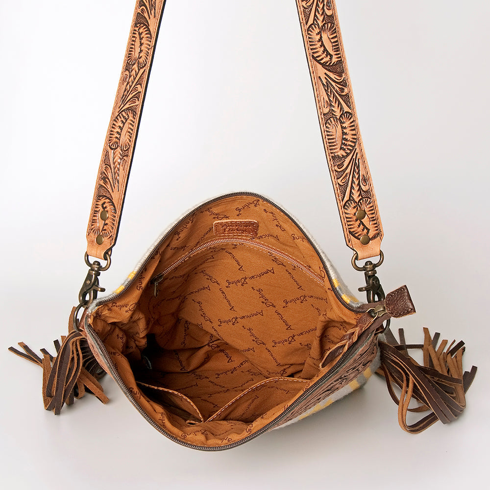 American Darling Signature Crossbody Hand Tooled Saddle Blanket Genuine Leather