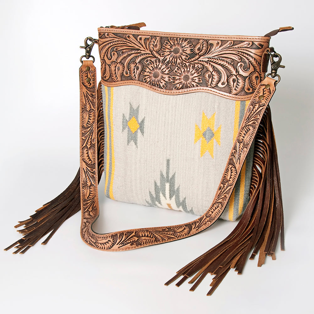 American Darling Signature Crossbody Hand Tooled Saddle Blanket Genuine Leather