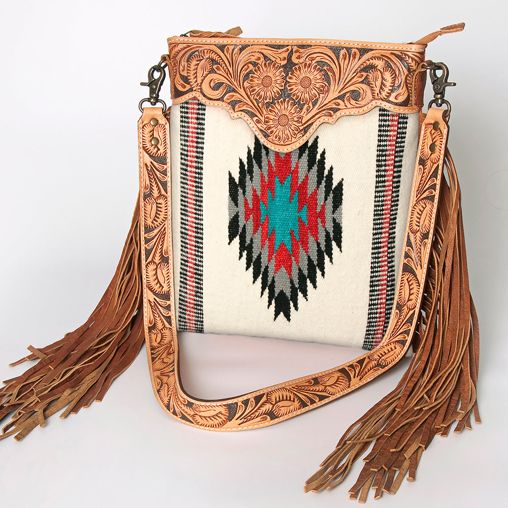 American Darling Crossbody Hand Tooled Saddle Blanket Genuine Leather