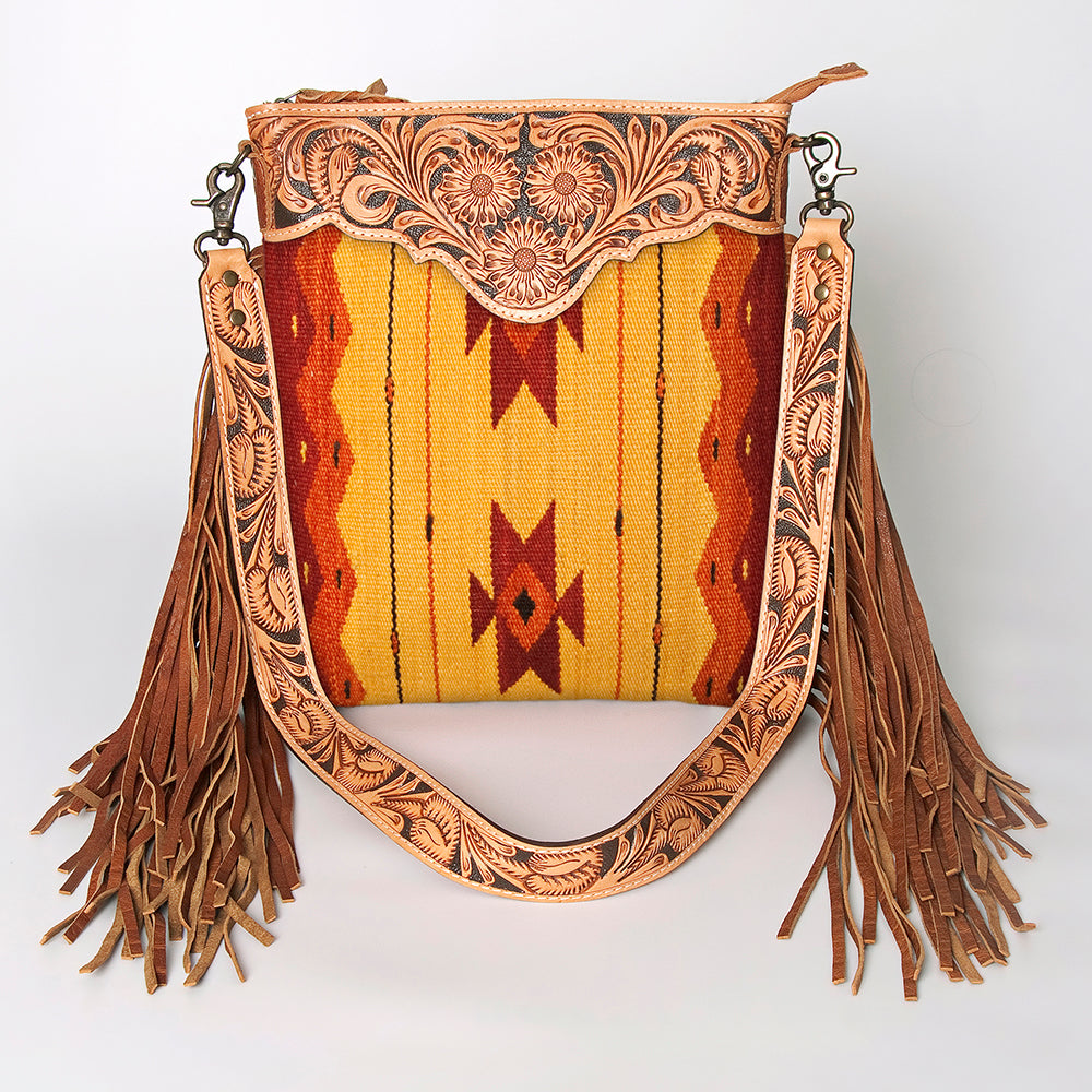 American Darling Crossbody Hand Tooled Saddle Blanket Genuine Leather