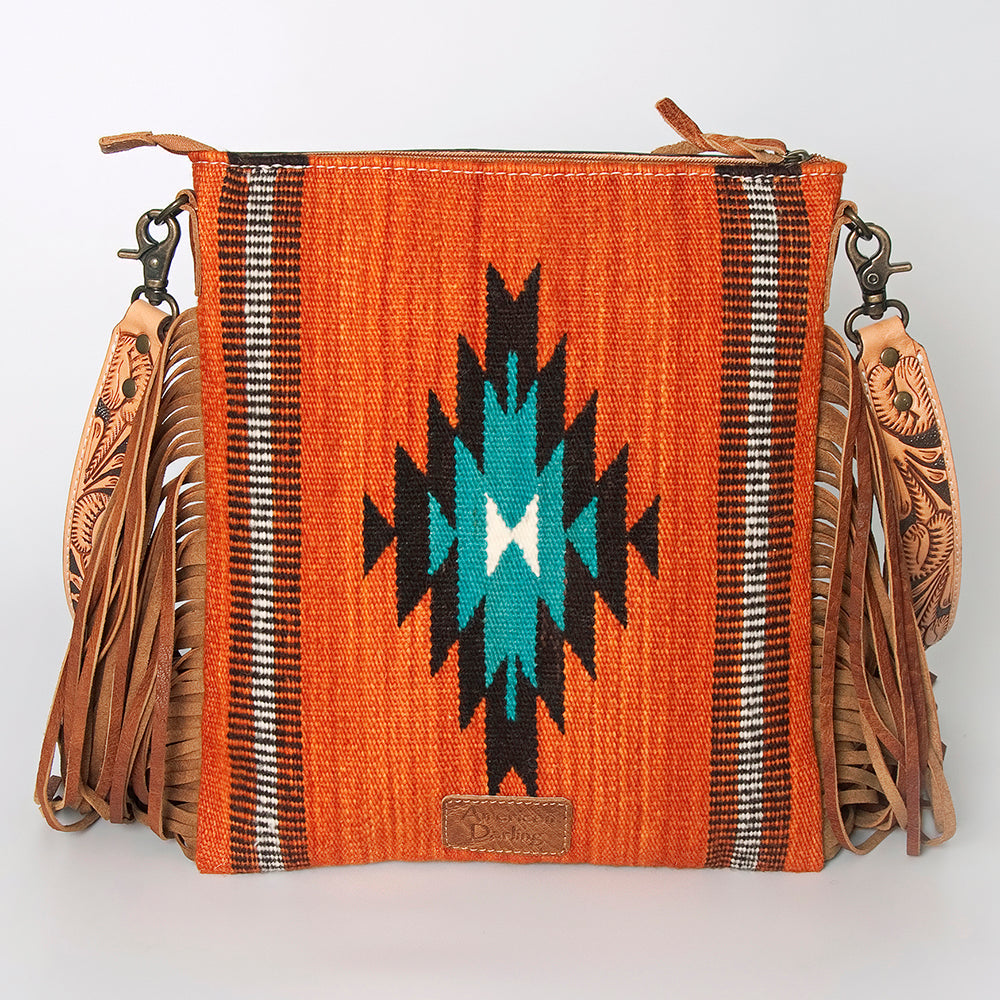American Darling Crossbody Hand Tooled Saddle Blanket Genuine Leather
