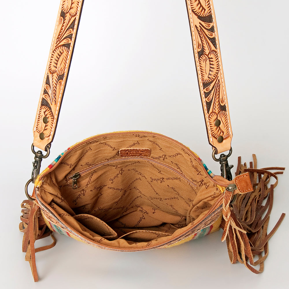 American Darling Crossbody Hand Tooled Saddle Blanket Genuine Leather