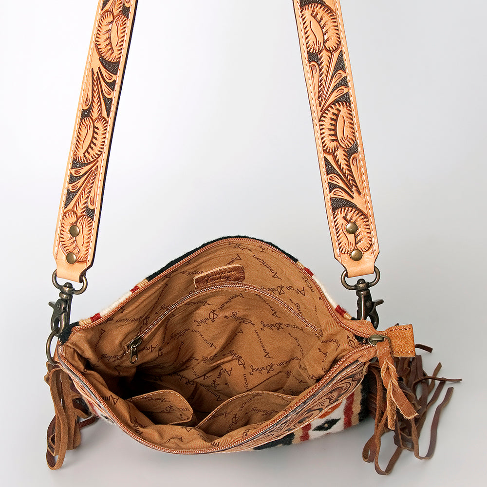 American Darling Crossbody Hand Tooled Saddle Blanket Genuine Leather