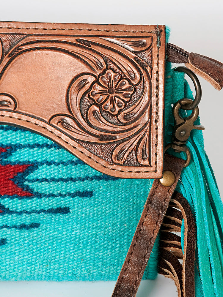 American Darling Hand Tooled Saddle Blanket Genuine Leather