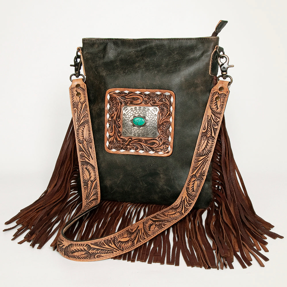 American Darling Messenger Hand Tooled Hair On Genuine Leather Western Women Bag Handbag Purse | Cute