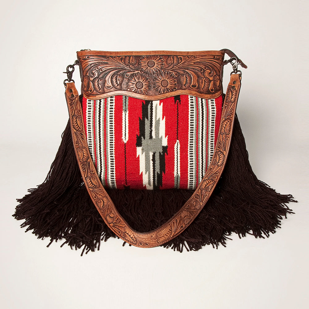 American Darling Hand-Tooled Saddle Blanket Leather Large Crossbody Bag