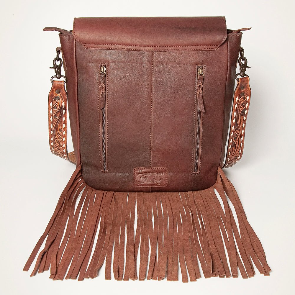 American Darling Crossbody Hand Tooled Hair-On Genuine Leather