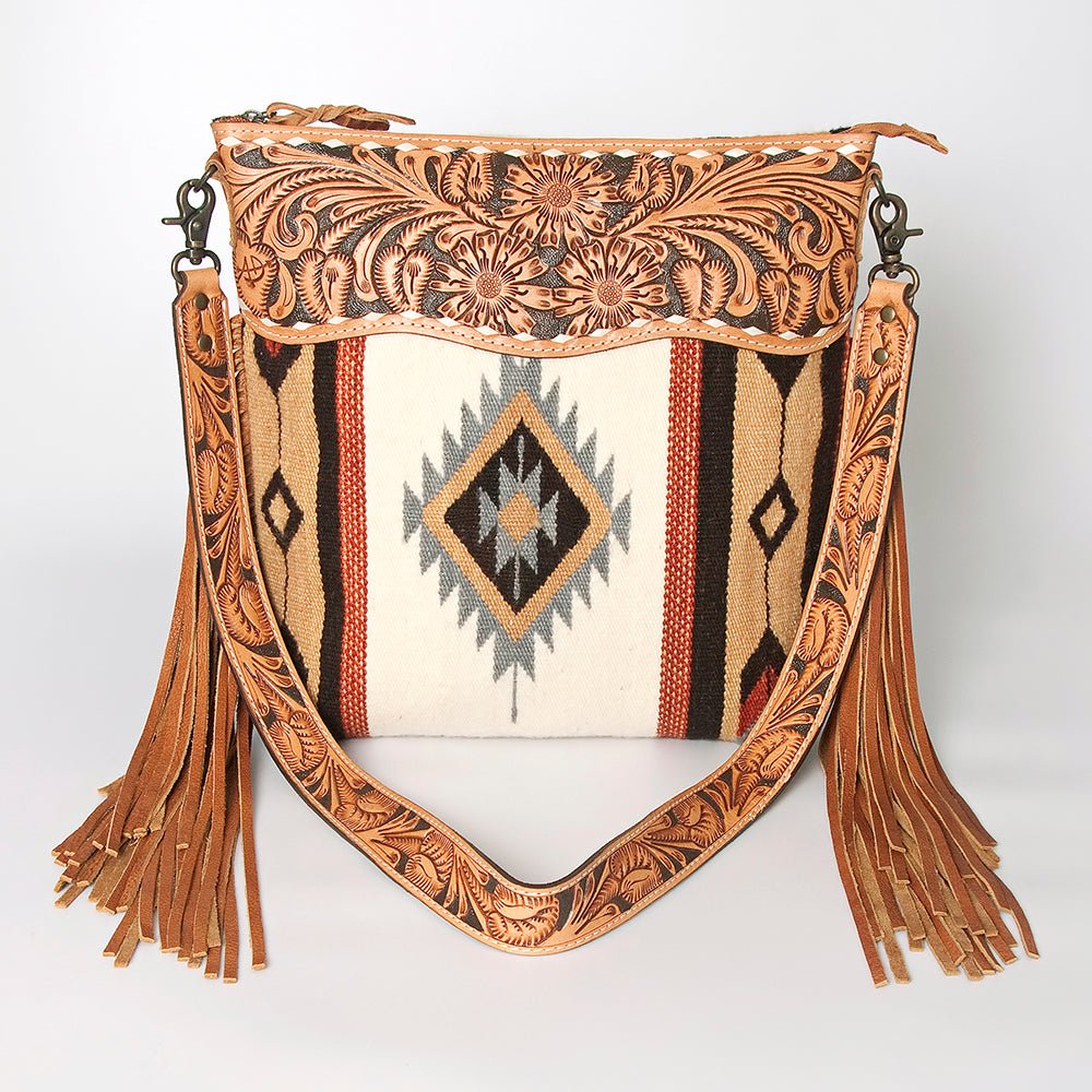 American Darling Signature Crossbody Hand Tooled Saddle Blanket Genuine Leather
