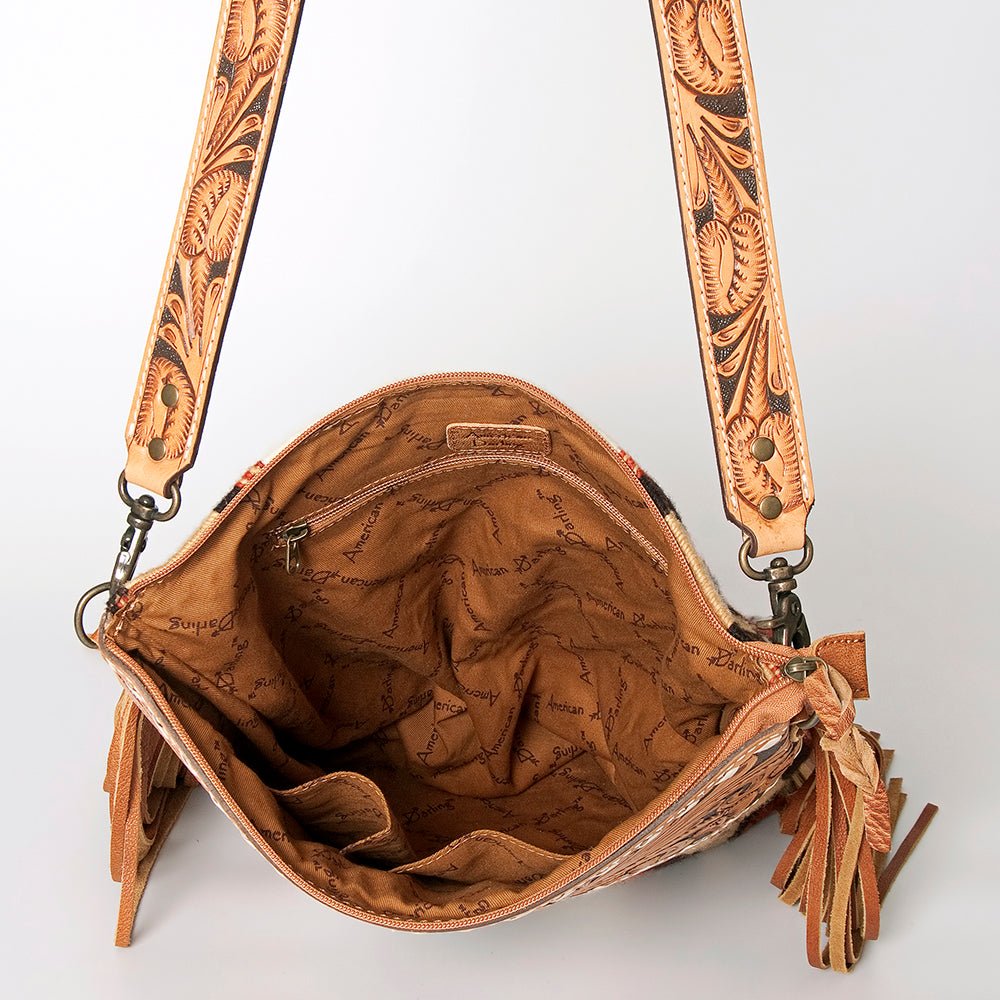 American Darling Signature Crossbody Hand Tooled Saddle Blanket Genuine Leather