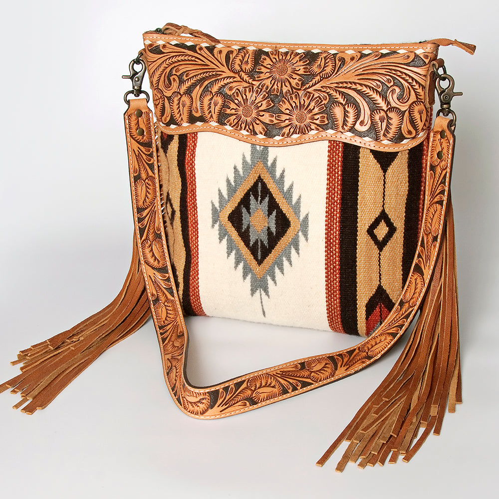 American Darling Signature Crossbody Hand Tooled Saddle Blanket Genuine Leather