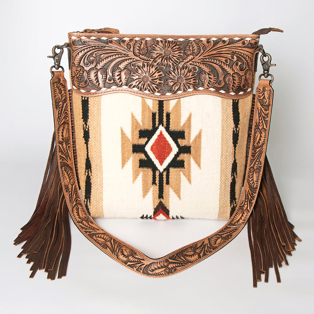 American Darling Signature Crossbody Hand Tooled Saddle Blanket Genuine Leather