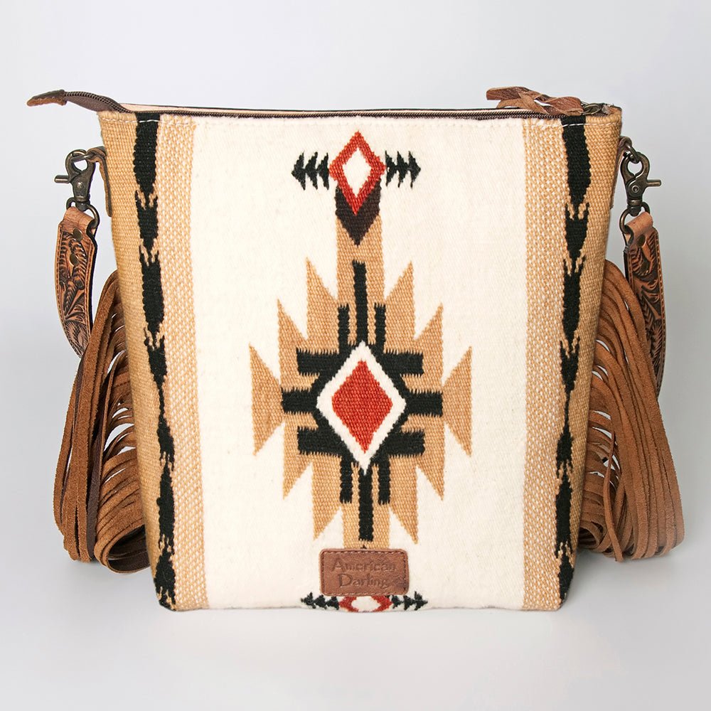 American Darling Signature Crossbody Hand Tooled Saddle Blanket Genuine Leather