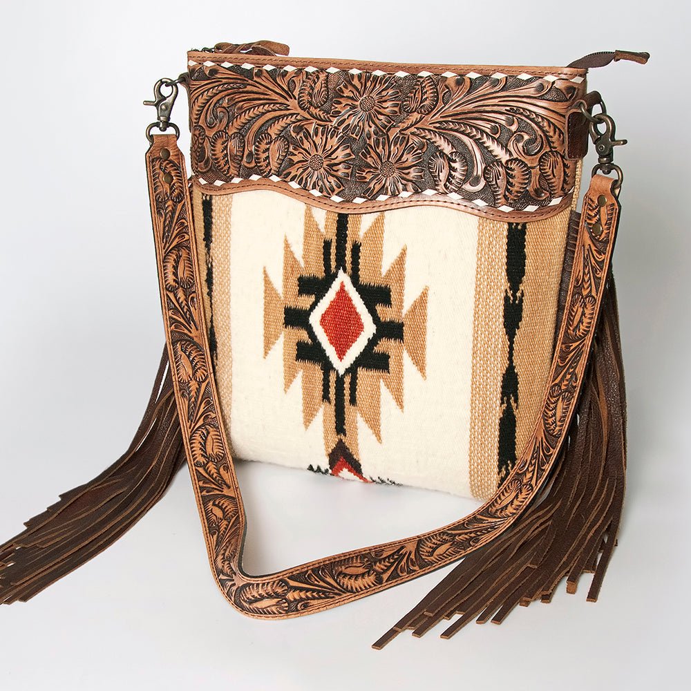 American Darling Signature Crossbody Hand Tooled Saddle Blanket Genuine Leather