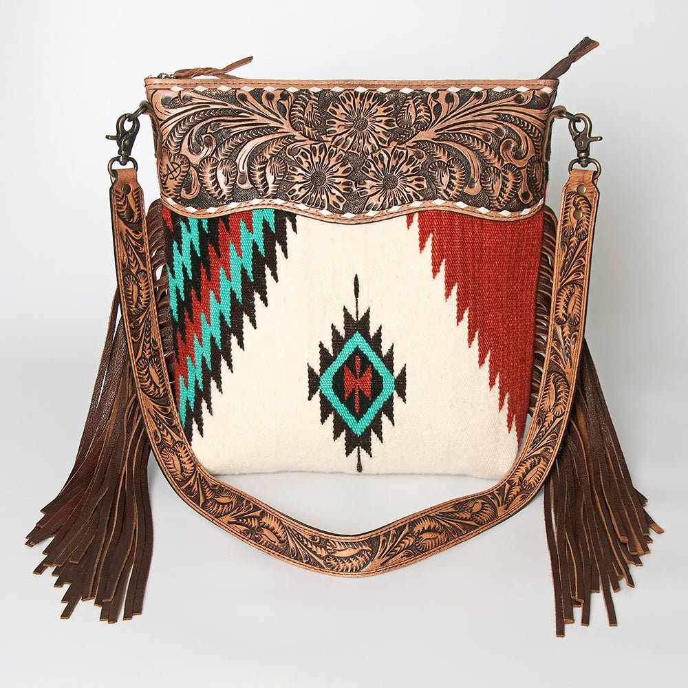 American Darling Signature Crossbody Hand Tooled Saddle Blanket Genuine Leather