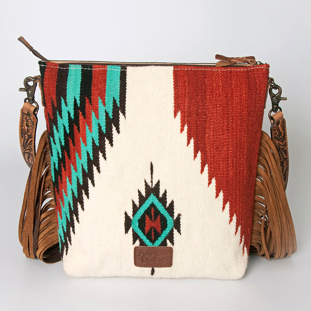American Darling Signature Crossbody Hand Tooled Saddle Blanket Genuine Leather